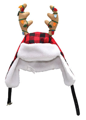 Reindeer Hat, Red & Black Plaid, 17-In.