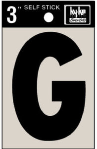 Address Letters, "G", Black Vinyl, Adhesive, 3-In.