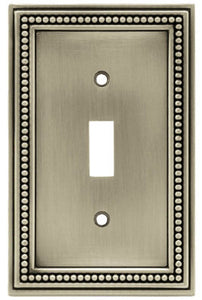 Toggle Wall Plate, 1-Gang, Beaded, Brushed Pewter Zinc