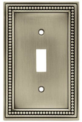 Toggle Wall Plate, 1-Gang, Beaded, Brushed Pewter Zinc