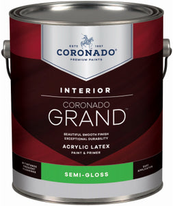 Grand Interior Latex Paint & Primer In One, Semi Gloss, Tintable White, Gallon