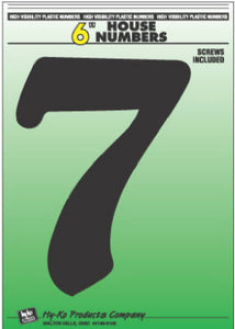 Address Numbers, "7", Black Plastic, Screw-In., 6-In.