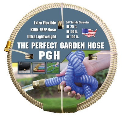Kink-Proof Garden Hose, Extra Flexible, Ultra Lightweight, Beige, 5/8-In. x 50-Ft.