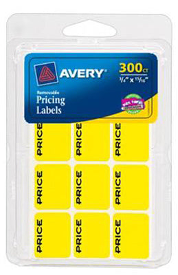Pricing Labels, Neon Yellow,  3/4 x 15/16-In., 300-Pk.