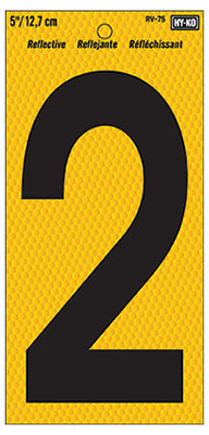 Address Number, Reflective Yellow & Black, 5-In., 