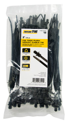 Fir Tree Push Mount Cable Tie, UV Black, 8-In., 100-Pk.