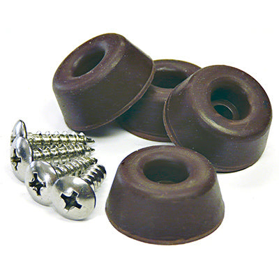 Rubber Bumpers, Screw-On, Brown, 1-In., 4-Pk.