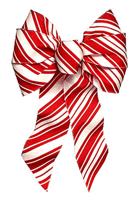 Deluxe Christmas Bow, Red & White Stripe, 8.5 x 14-In.