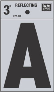 Address Letter, "A", Black Reflective Vinyl, Adhesive, 3-In.