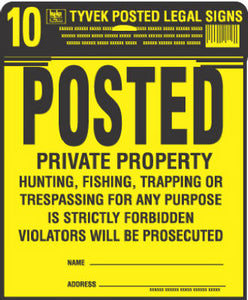 Sign, "Private Property", Yellow & Black Tyvek, 12 x 12-In., 10-Pk.