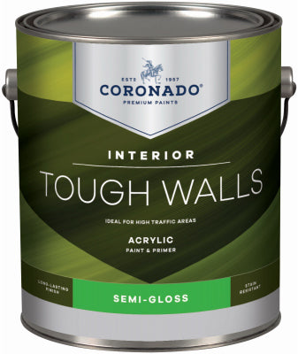 Tough Walls Interior Latex Paint & Primer In One, Semi Gloss, Tintable White, Gallon