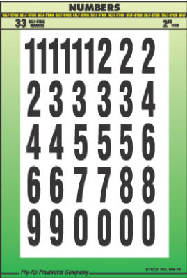 Address Numbers, Vinyl Adhesive, Black on White, 2-In., Pkg.