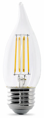 LED Chandelier Light Bulbs, Flame Tip, Soft White, 500 Lumens, 5.5-Watts, 2-Pk.