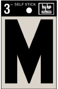 Address Letters, "M", Black Vinyl, Adhesive, 3-In.