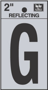 Address Letters, "G", Reflective Black/Silver Vinyl, Adhesive, 2-In.