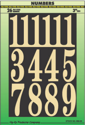 Address Number Set, Gold, Embossed Polyester, 3-In.