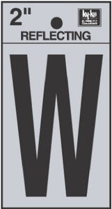 Address Letters, "W", Reflective Black/Silver Vinyl, Adhesive, 2-In.