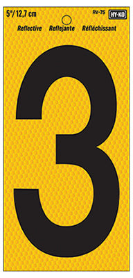 Address Number, Reflective Yellow & Black, 5-In., 