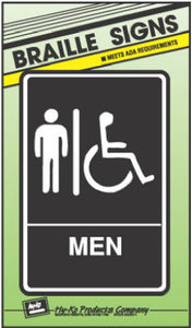 Braille Sign, "Men/Handicapped Restroom", Peel & Stick, 6 x 9-In.