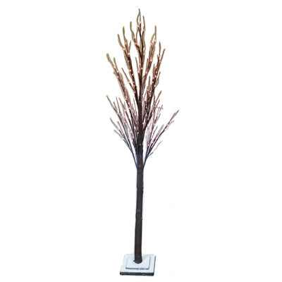 Faux Twig Tree, Snowy Brown, 120 Warm White LED Lights, 6-Ft.