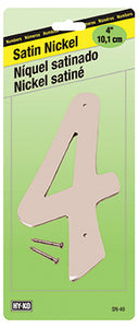 Address Number, Zinc With Satin Finish, 4-In., "4"