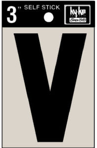 Address Letters, "V", Black Vinyl, Adhesive, 3-In.