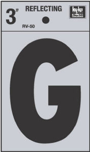 Address Letters, "G", Reflective Black/Silver Vinyl, Adhesive, 3-In.