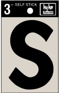 Address Letters, "S", Black Vinyl, Adhesive, 3-In.