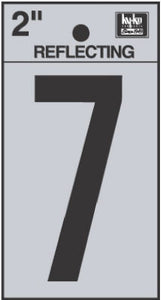 Address Numbers, "7", Reflective Black/Silver Vinyl, Adhesive, 2-In.