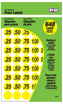 Garage Sale Price Stickers, Yellow, .75-In., 648-Pc.