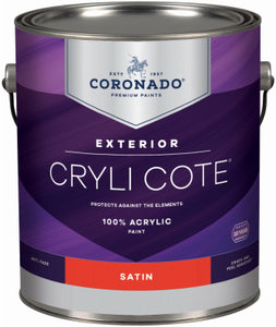 Cryli-Cote Exterior Paint, White, Satin Tintable, Gallon