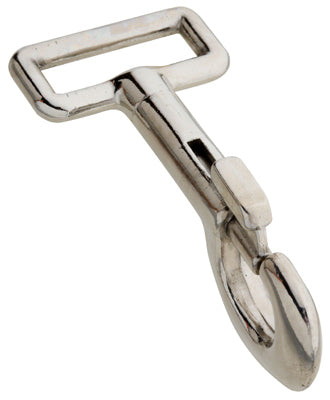 Bolt Snap, Loop Fixed Eye, Nickel, 1 x 3-1/8-In.