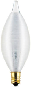 Glowescent Spun Satin Torpedo Chandelier Light Bulb, White, Candelabra Base, 40-Watts