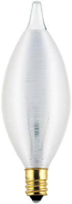 Glowescent Spun Satin Torpedo Chandelier Light Bulb, White, Candelabra Base, 40-Watts