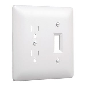 TayMac Masque 2000 Series Duplex Toggle Wall Plate, 2 Gang, White, 5-Pk.