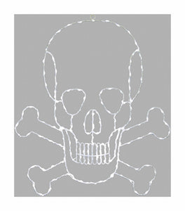LED Halloween Decoration, Skull & Crossbone, 190 White Lights, 24-In.