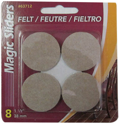 Surface Protectors, Felt Pad, Self-Stick, Oatmeal, 1-1/2-In. Round, 8-Pk.