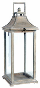 Rustic Garden Candle Lantern, Wood & Glass, Small