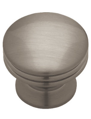 Cabinet Knob, Wide Base, Brushed Nickel Plate, 1-3/15-In.