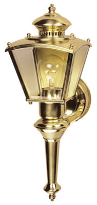 Charleston Coach Light Fixture, Motion-Activated, Polished Brass, 100-Watt