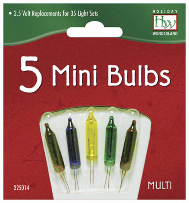 Christmas Lights Replacement Bulb, For 35, 70 & 140-Light Sets, Multi-Color, 3.5-4V X/B, 5-Pk.