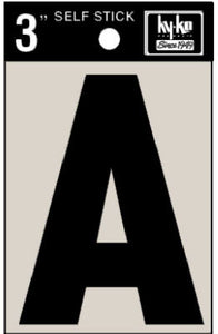 Address Letters, "A", Black Vinyl, Adhesive, 3-In.