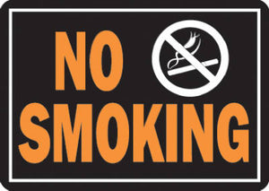 "No Smoking" Sign, Hy-Glo Orange & Black Aluminum, 10 x 14-In.
