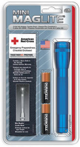 Mini Incandescent Flashlight Combo Pack, 14-Lumens, Blue Aluminum