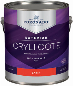 Cryli-Cote Exterior Acrylic House Paint, Satin, Tintable White, Gallon
