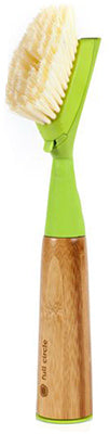 Dish Brush, Soap-Dispensing, Green Bamboo