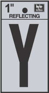 Address Letters, "Y", Reflective Black/Silver Vinyl, Adhesive, 1-In.