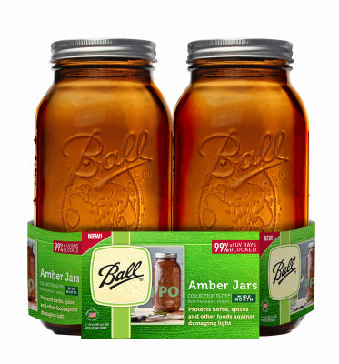 Collection Elite Mason Jars, Wide Mouth, Amber, 64-oz., 2-Ct.