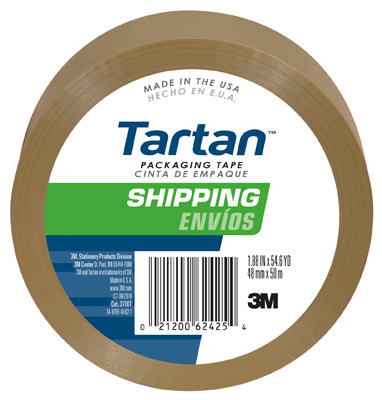 Tartan Package-Sealing Tape, Tan, 1.88-In. x 54.6-Yds.