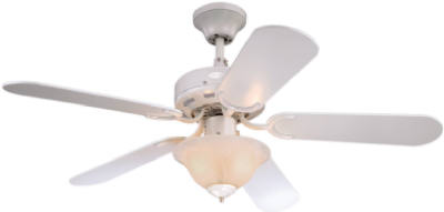 Ceiling Fan With Alabaster Light Fixture, White, 5 Blades, 42-In.